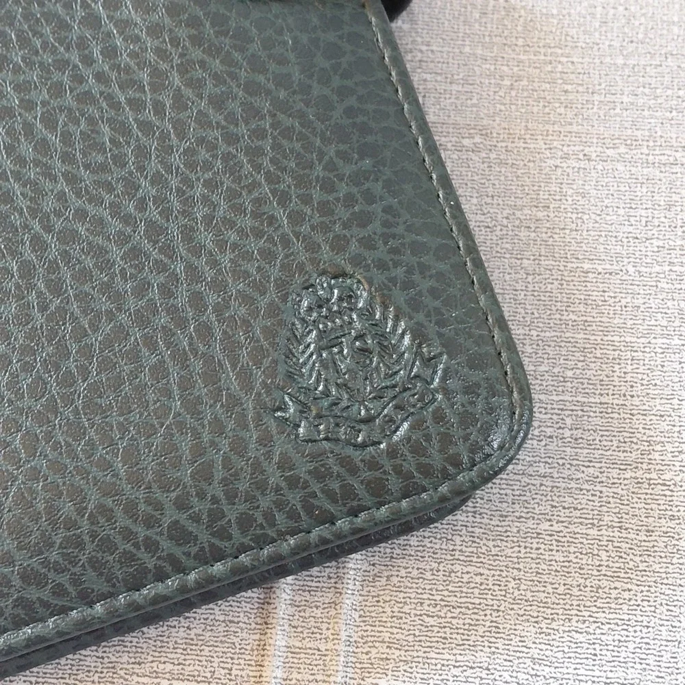 Vtg Tan Sac Vegan Pebbled Leather Address & Notebook Holder Green Organizer